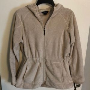 Lands’ End Cinch Waist Cream Fleece Zip Hoodie